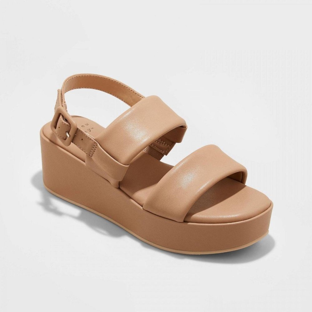NEW A New Day Women's Esperanza Wide Width Wedge Heels Taupe Brown 8W - Picture 1 of 7